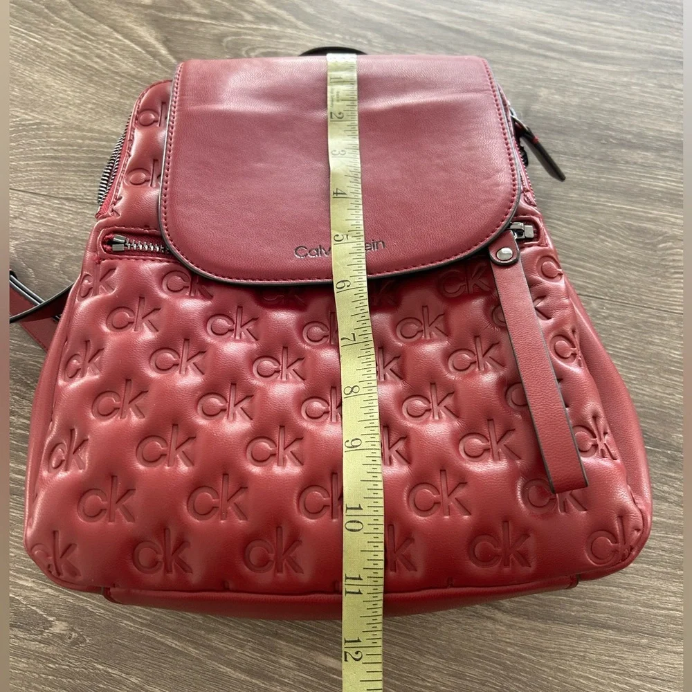 Calvin Klein Red Embossed Backpack - Picture 7 of 8